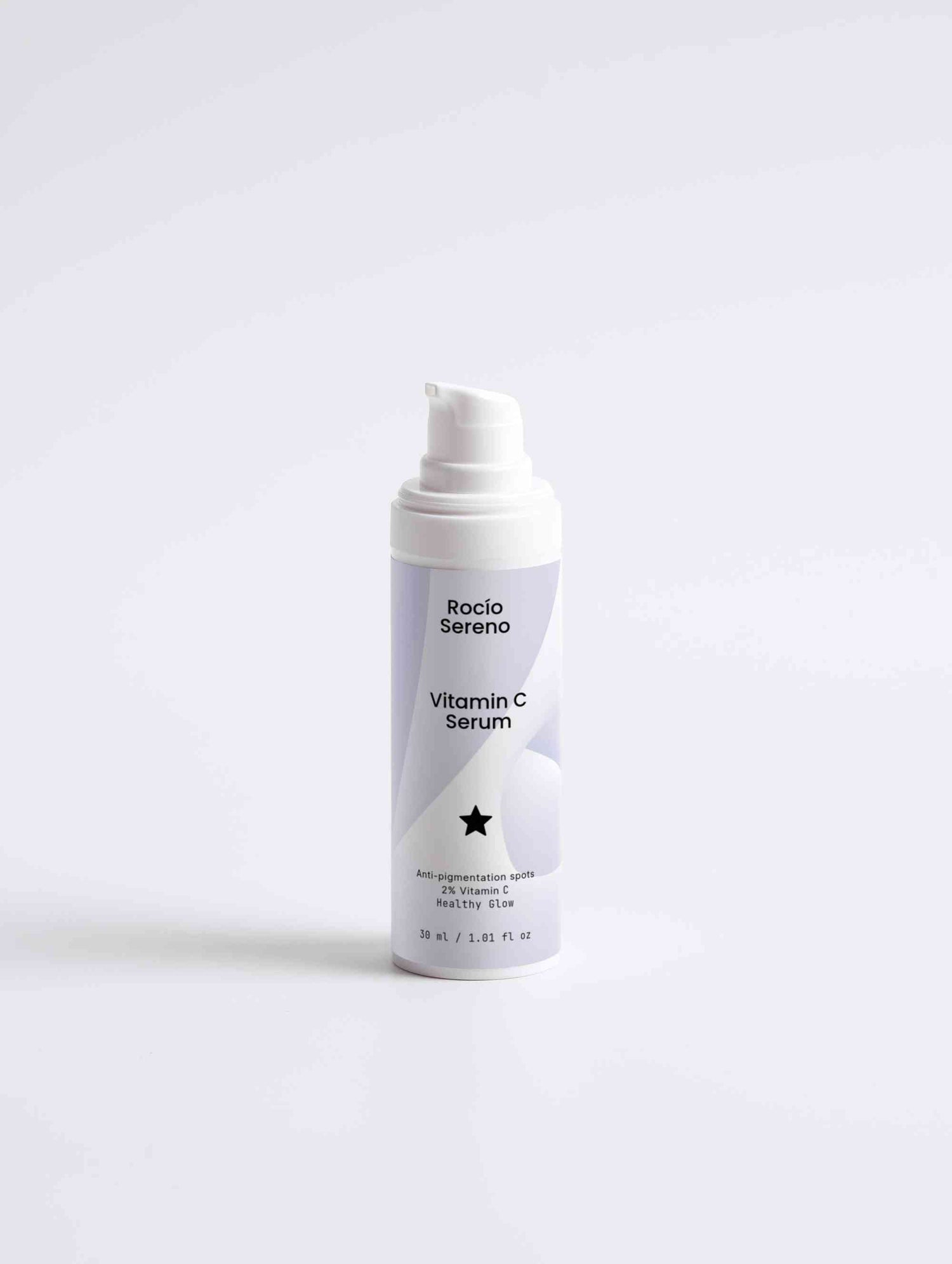 Vitamin C Serum bottle showing 2% natural Vitamin C, Ferulic Acid, and Sea-Buckthorn for radiant, youthful skin protection and hydration.