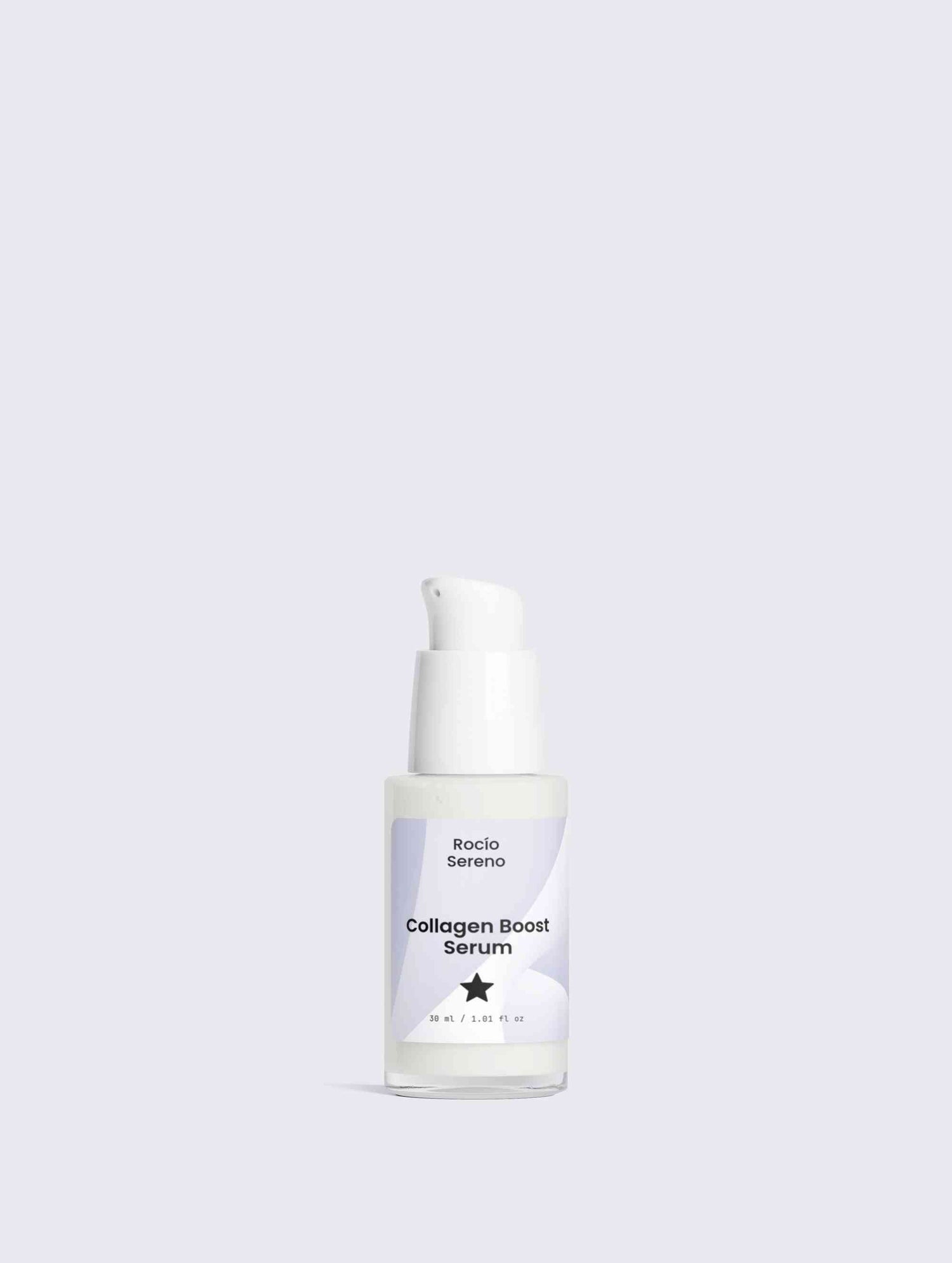 Close-up of Collagen Boost Serum bottle – hydrates, smooths, and plumps skin for a youthful glow.